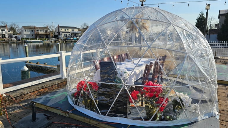 Four igloos are available for outdoor dining at Smuggler Jack's...