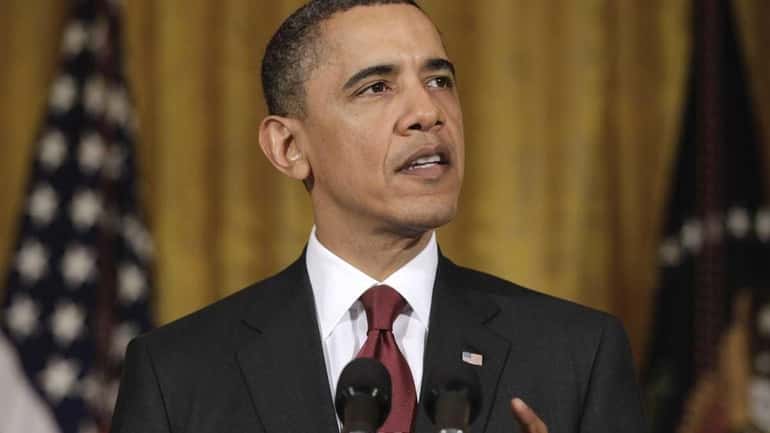 President Barack Obama makes a statement on Libya in the...
