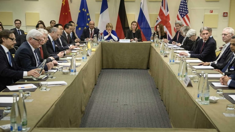 Representatives of European and world powers prior to meeting to...