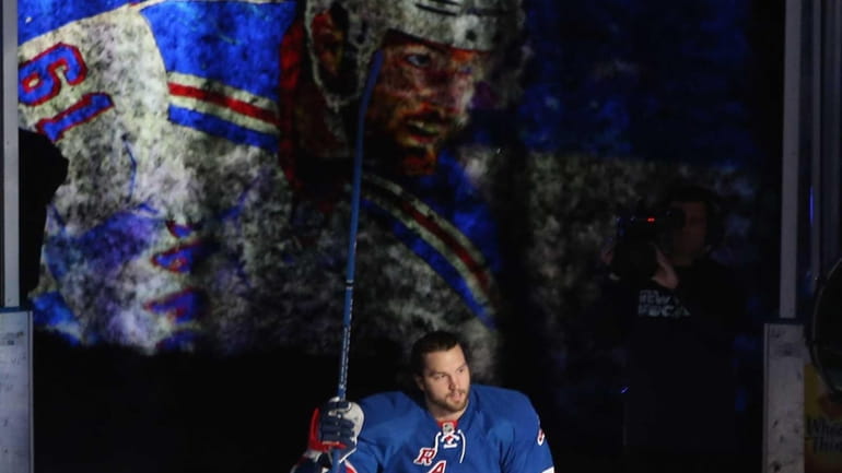 Rick Nash of the New York Rangers is introduced in...
