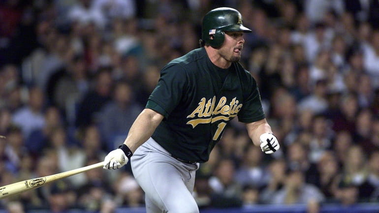 Oakland A's Jason Giambi in ALDS Game 5 at Yankee...