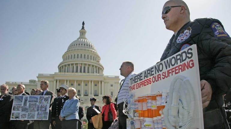 Demonstrators in Washington call for federal help for 9/11 first-responders...