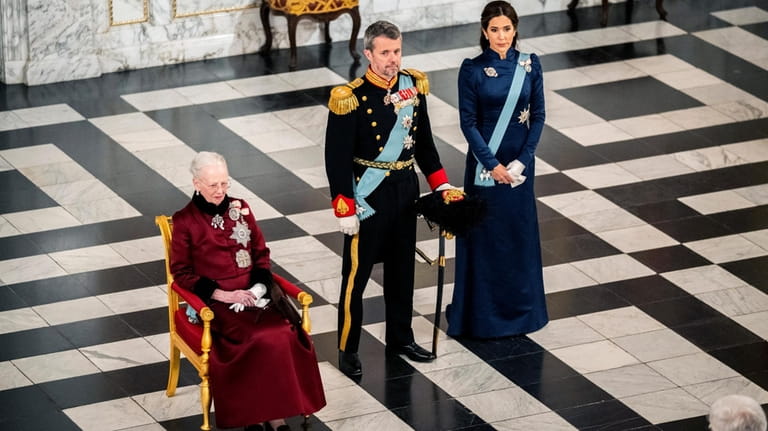 From left, Queen Margrethe, Crown Prince Frederik and Crown Princess...