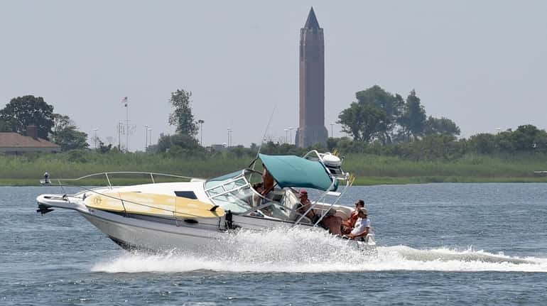 Boaters make their way through Sloop Channel off the Wantagh drawbridge...
