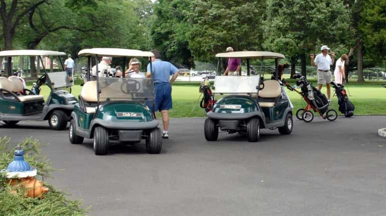 Golf carts are seen at at Eisenhower Park on July 11, 2007. 