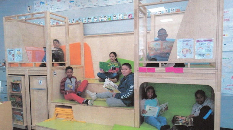 Kidsday reporters test out a relaxed-space classroom.
