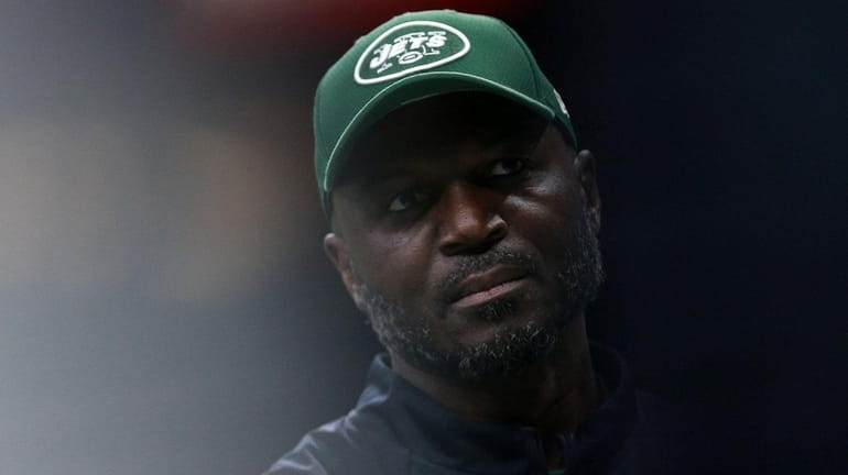 Jets head coach Todd Bowles reacts before a game against...