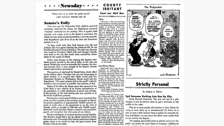 The Newsday editorial from Feb. 29, 1952.