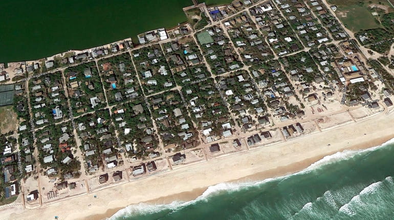 Google Earth view of Ocean Bay Park in Fire Island...