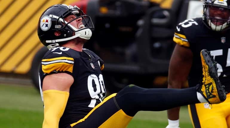 T.J. Watt of the Steelers celebrates after a sack in the...