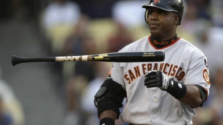 Barry Bonds strikes out in a game in 2007.