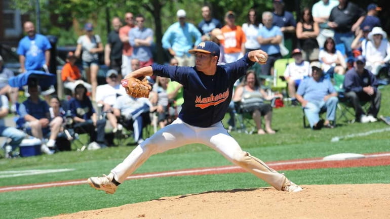 Manhasset starting pitcher Tyler Juliano delivers to the plate. (May...