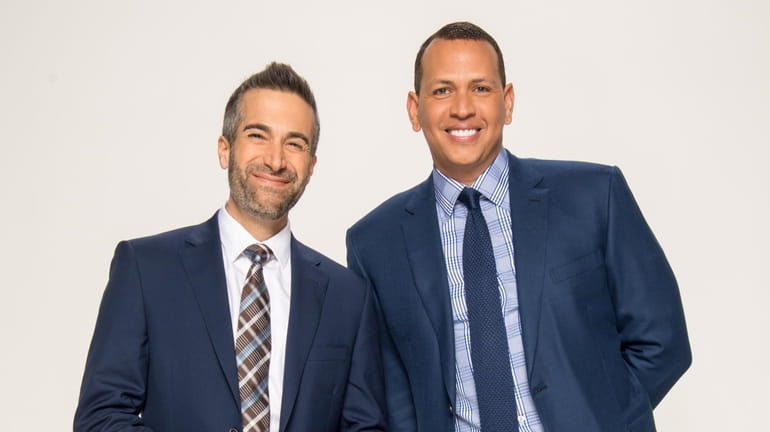 Portrait of Matt Vasgersian and Alex Rodriguez, announcers for ESPN's Sunday Night...