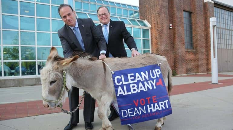 Dean Hart, right, a candidate for the New York State...
