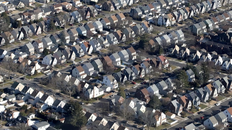 A neighborhood of houses in Nassau County is seen in this...