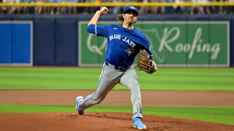 Toronto Blue Jays starter Kevin Gausman pitches against the Tampa...