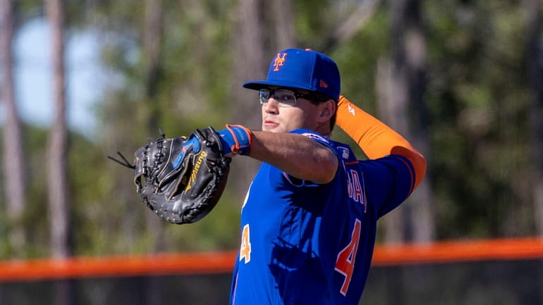 New York Mets catcher Kevin Parada during a spring training...