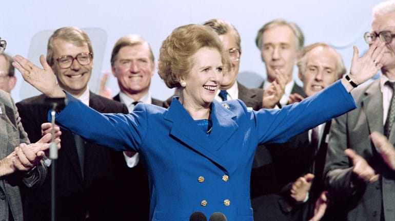 Margaret Thatcher at the Conservative Party conference in Blackpool. (Oct....