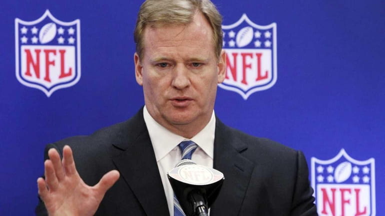 NFL commissioner Roger Goodell speaks during a news conference at...