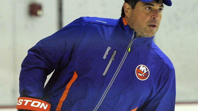 Jack Capuano skates during training camp at IceWorks in Syosset....