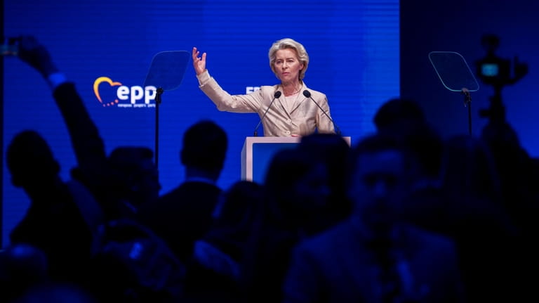European Commission President Ursula von der Leyen addresses the EPP...
