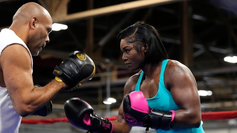 Claressa Shields works in the ring, Tuesday, May 30, 2023,...