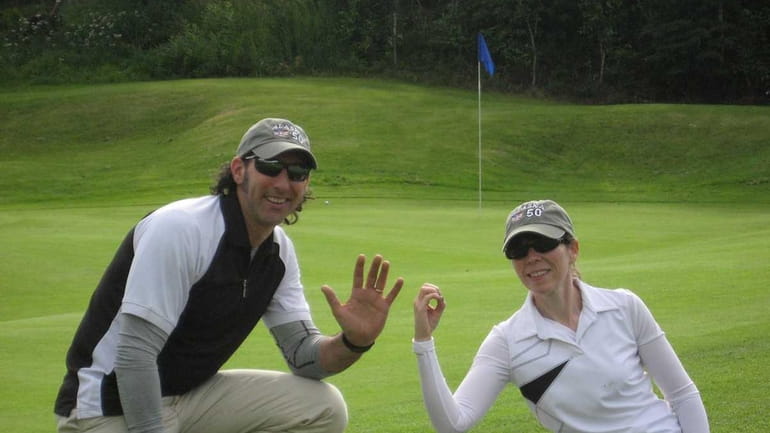 Jeff and Liz Cohen Goldstein of East Meadow play golf...