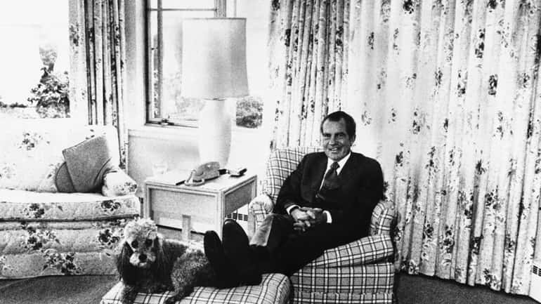 Former President Richard M. Nixon in White House with his...