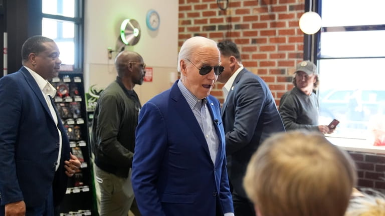 President Joe Biden walks into a Sheetz after stopping enroute...