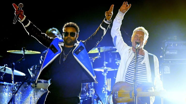Shaggy, left, and Sting perform during the 60th Annual Grammy...