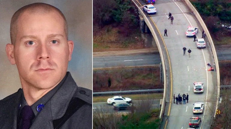 Trooper Joseph J. Gallagher, 35, remained in critical condition Friday,...