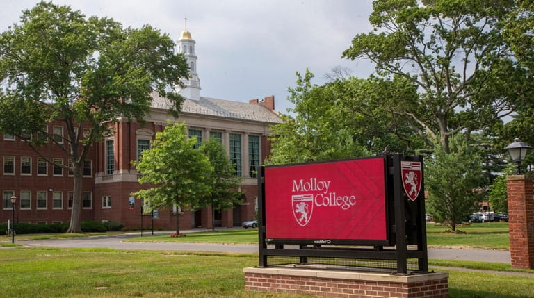 Molloy College in Rockville Centre. Student volunteers collect and deliver food...