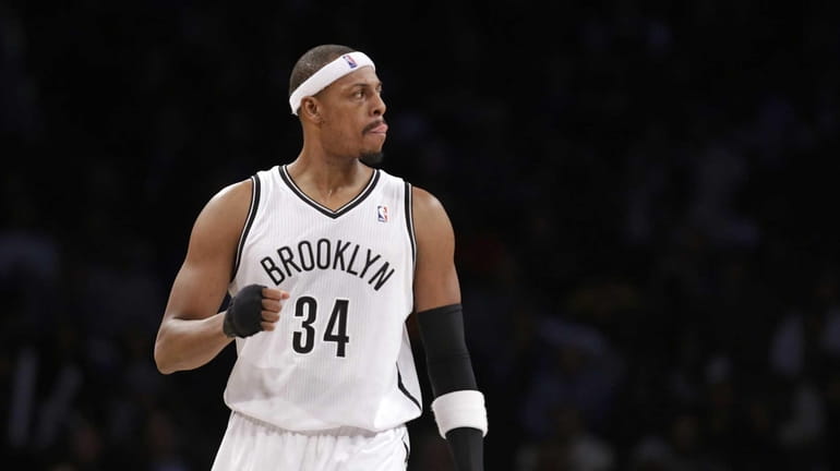 Paul Pierce (34) reacts during the second half of a...
