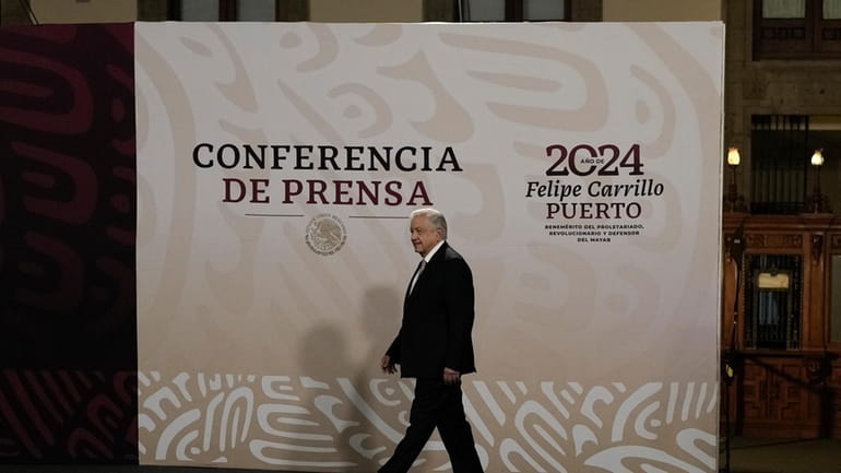 Mexican President Andres Manuel Lopez Obrador arrives to start his...