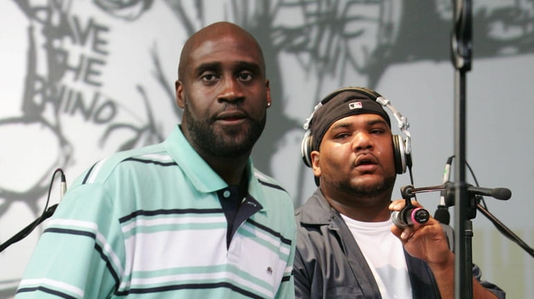 De La Soul's Posdnuos, left, Maseo and Trugoy (not pictured) celebrated...