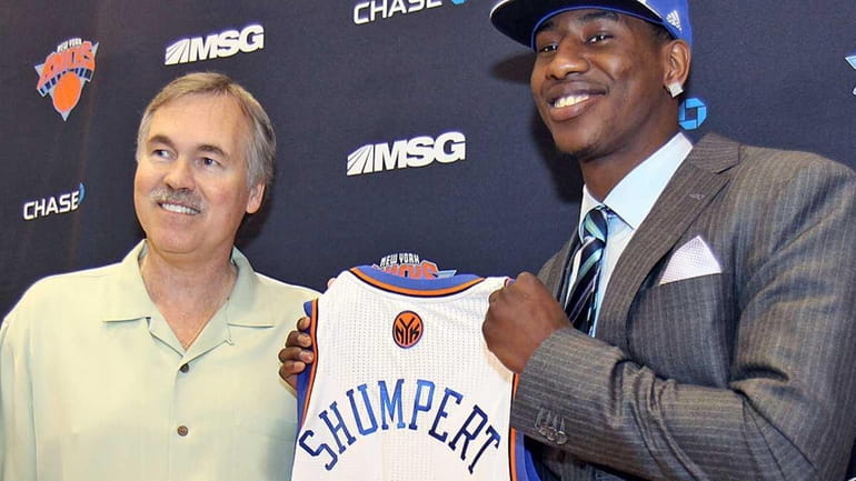 Iman Shumpert, the team's first-round draft pick, is introduced by...