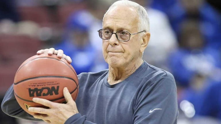 SMU coach Larry Brown watches his team during practice at...
