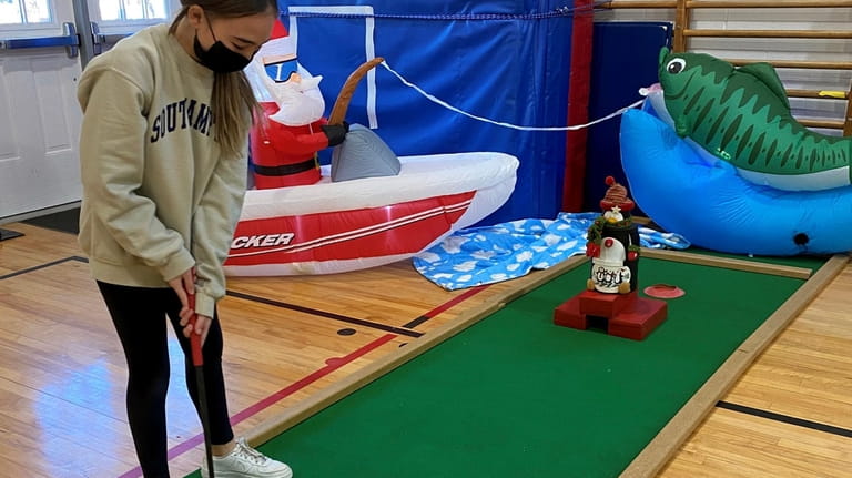 In East Setauket, students recently practiced their putting techniques and...