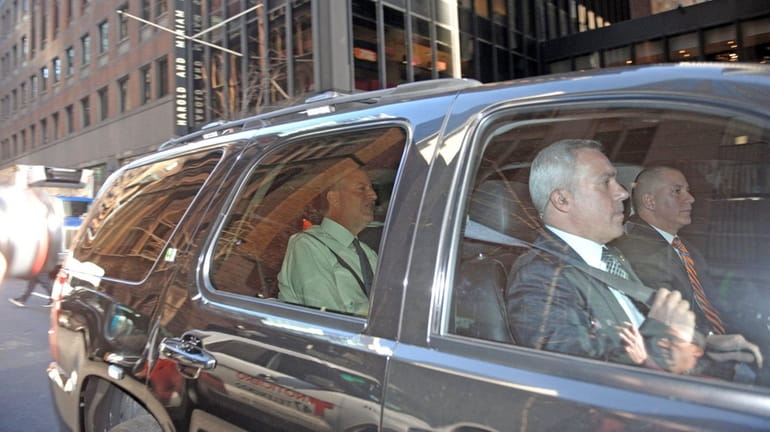 Mayor Bill de Blasio arrives at the midtown Manhattan offices...