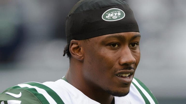 Jets wide receiver Brandon Marshall before a Week 4 game...