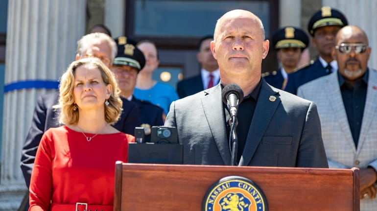 Nassau County Police Commissioner Patrick Ryder, with County Executive Laura...
