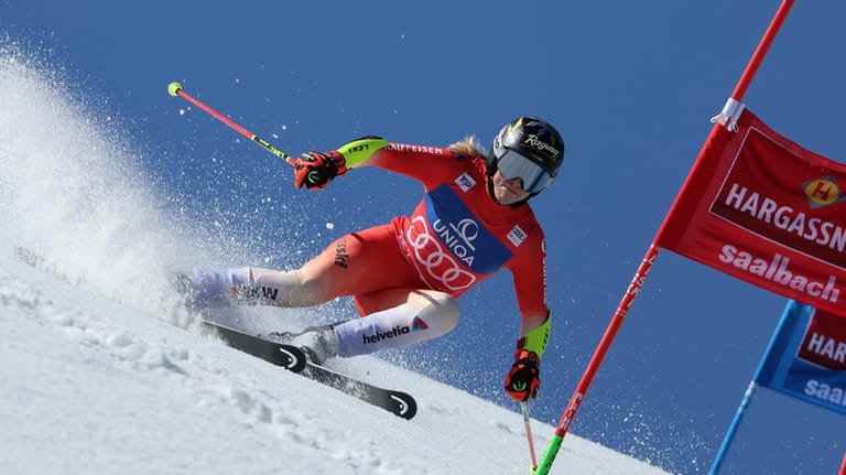Switzerland's Lara Gut Behrami competes during the first run of...