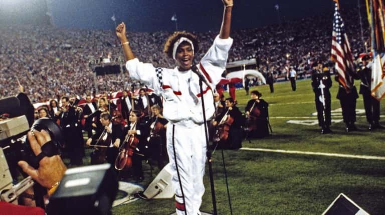 Whitney Houston delivered a prerecorded version of the national anthem...