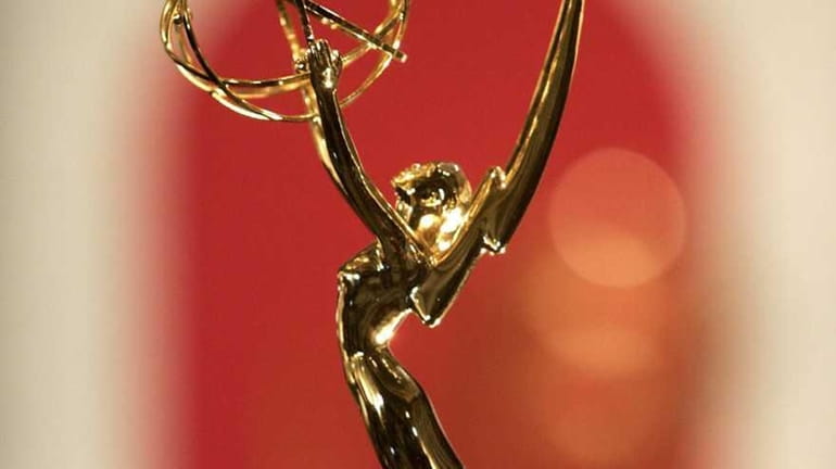 An Emmy award is displayed at the Academy of Television...