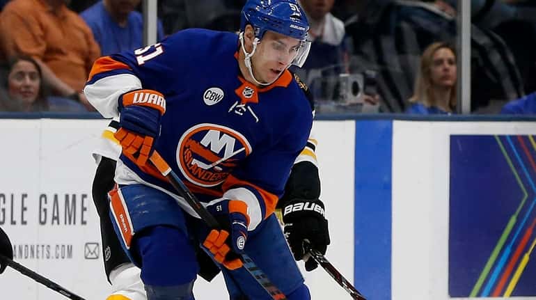 Valtteri Filppula of the Islanders skates against the Bruins at NYCB Live's...