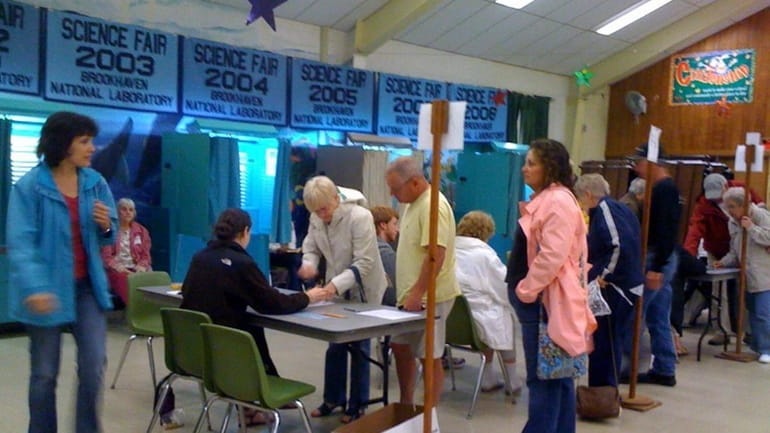 Voters at the Dickinson Avenue Elementary School in East Northport...