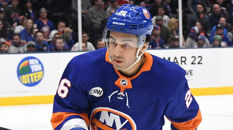 New York Islanders right wing Josh Ho-Sang skates against the...