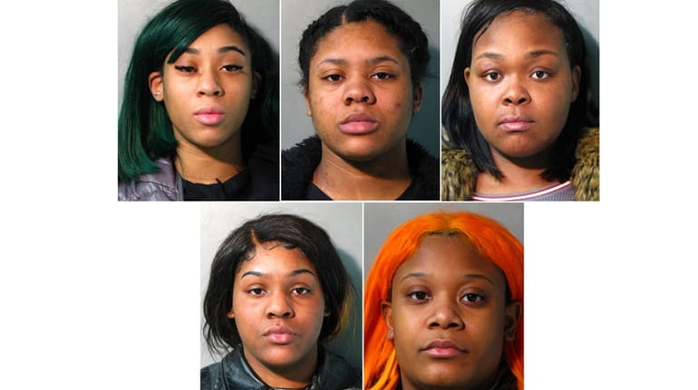 Police said they have arrested, top row, from left: Ariel Phipps, 19,...