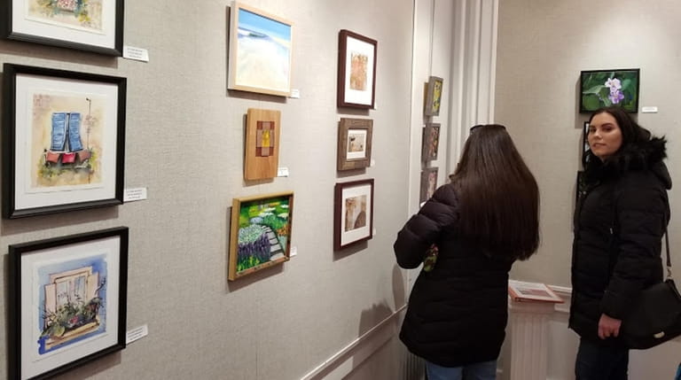Visitors at Women Sharing Art's "Small Works by Members at...