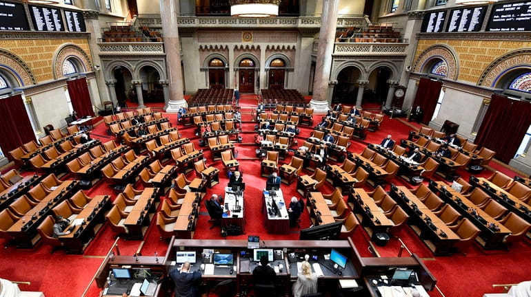 Members of the New York Assembly debate legislation in March.